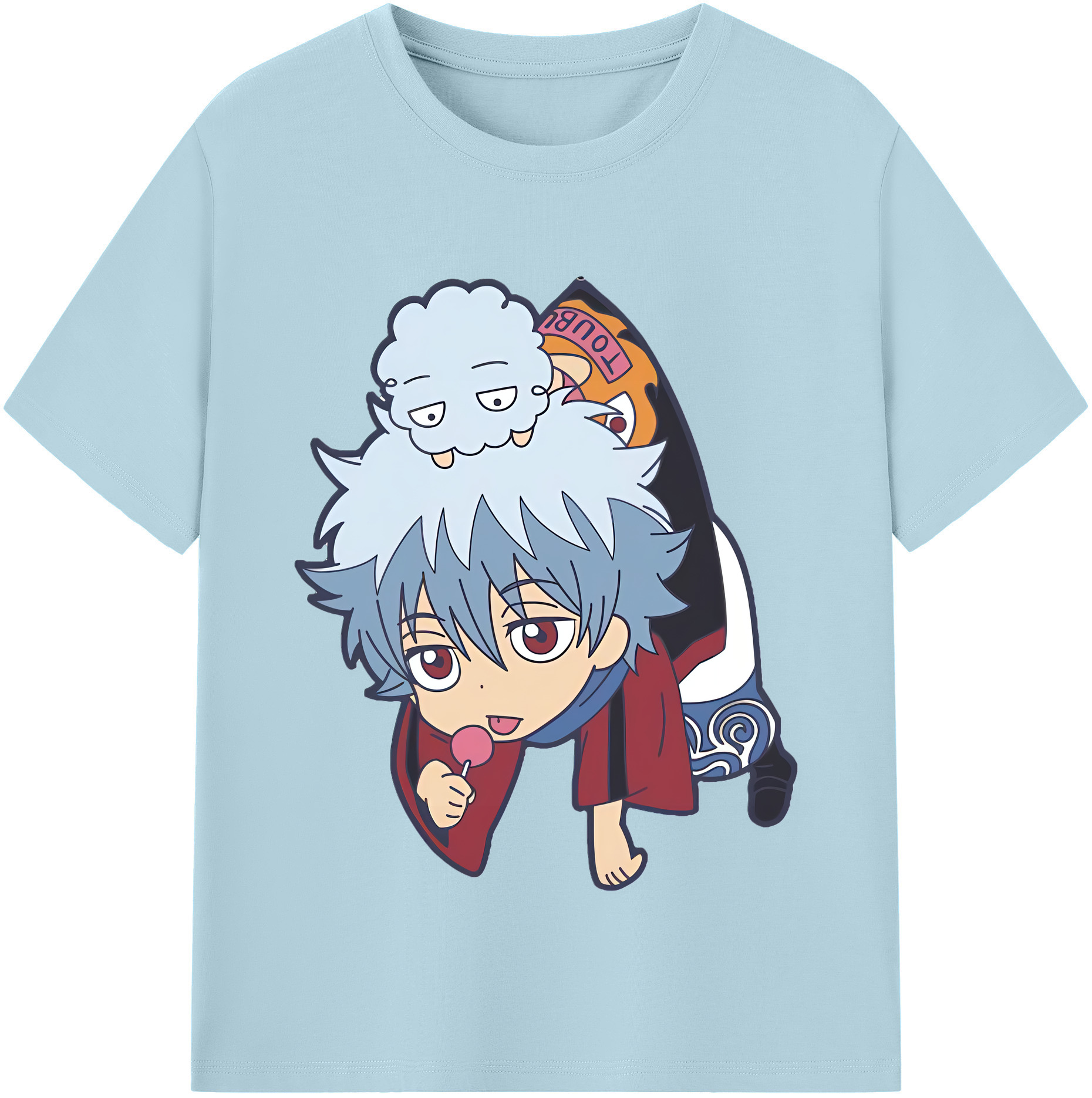 （画像用） ぎんたま 坂田銀時（さかたぎんとき） 神楽 志村新八（しむら しんぱち） GINTAMA Sakata Gintoki Kagura Shimura Shinpachi 綿100％半袖Tシャツ（フロントプリント）